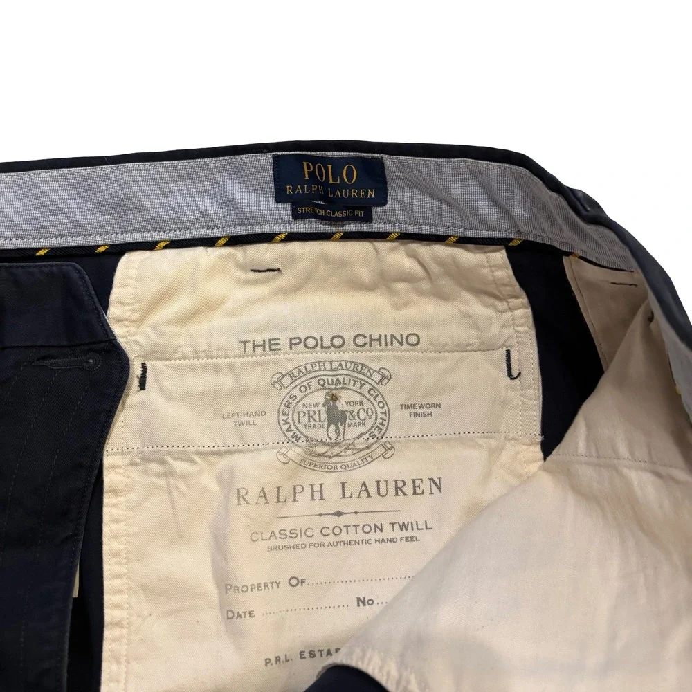 Polo Ralph Lauren Mens 46 Navy Blue Nautical Knot Embroidered Chino Shorts